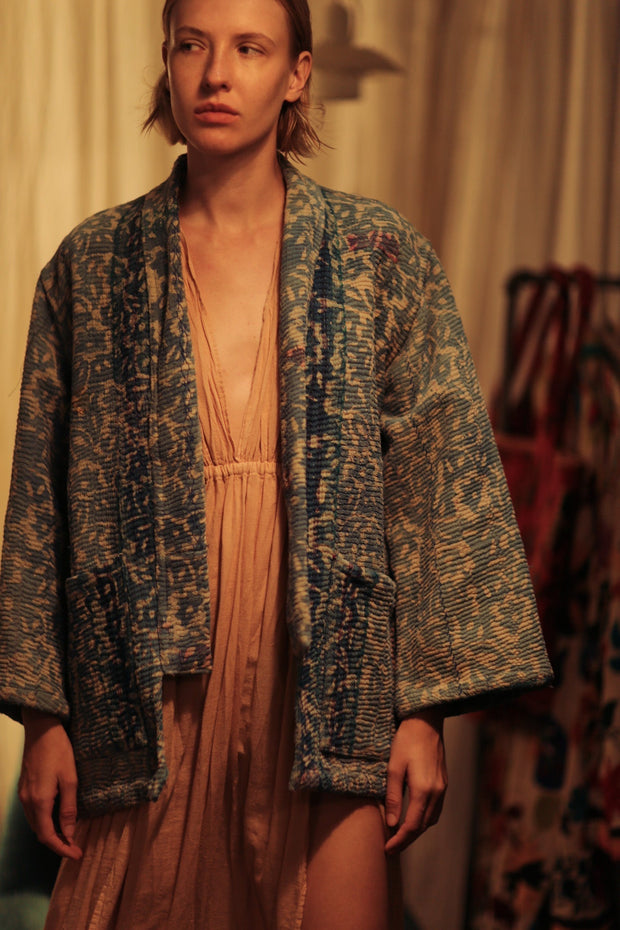 KANTHA EMBROIDERED KIMONO JACKET - sustainably made MOMO NEW YORK sustainable clothing, coatandjacket slow fashion