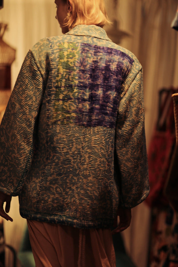 KANTHA EMBROIDERED KIMONO JACKET - sustainably made MOMO NEW YORK sustainable clothing, coatandjacket slow fashion