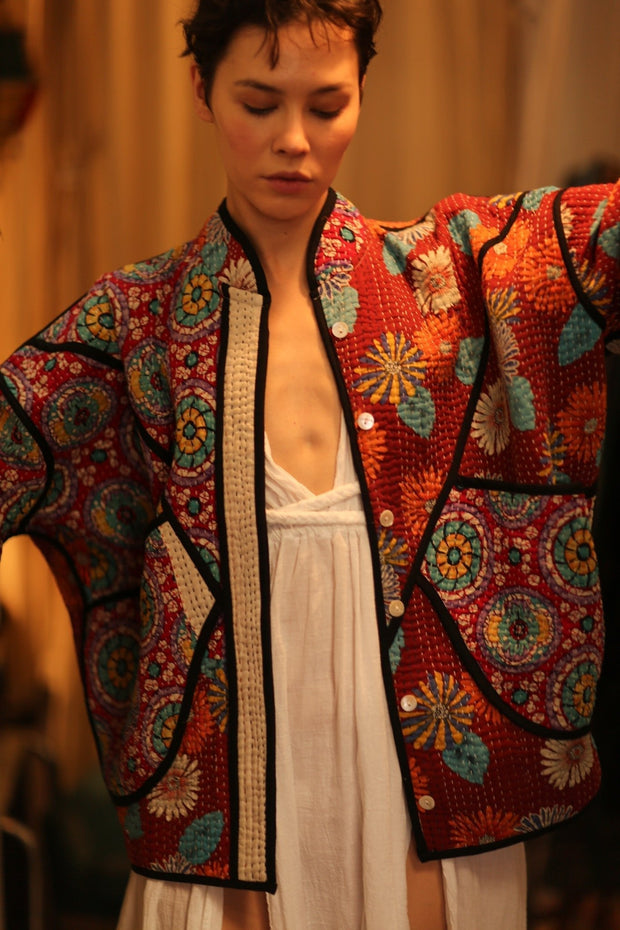 KANTHA JACCKET CANDY - sustainably made MOMO NEW YORK sustainable clothing, coatandjacket slow fashion