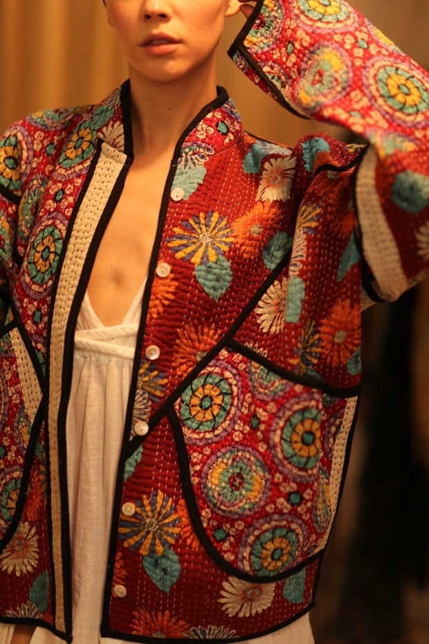 KANTHA JACCKET CANDY - sustainably made MOMO NEW YORK sustainable clothing, coatandjacket slow fashion
