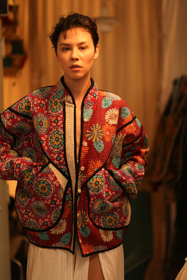 KANTHA JACCKET CANDY - sustainably made MOMO NEW YORK sustainable clothing, coatandjacket slow fashion