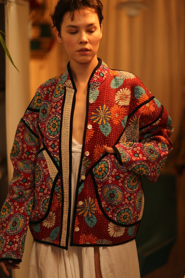 KANTHA JACCKET CANDY - sustainably made MOMO NEW YORK sustainable clothing, coatandjacket slow fashion