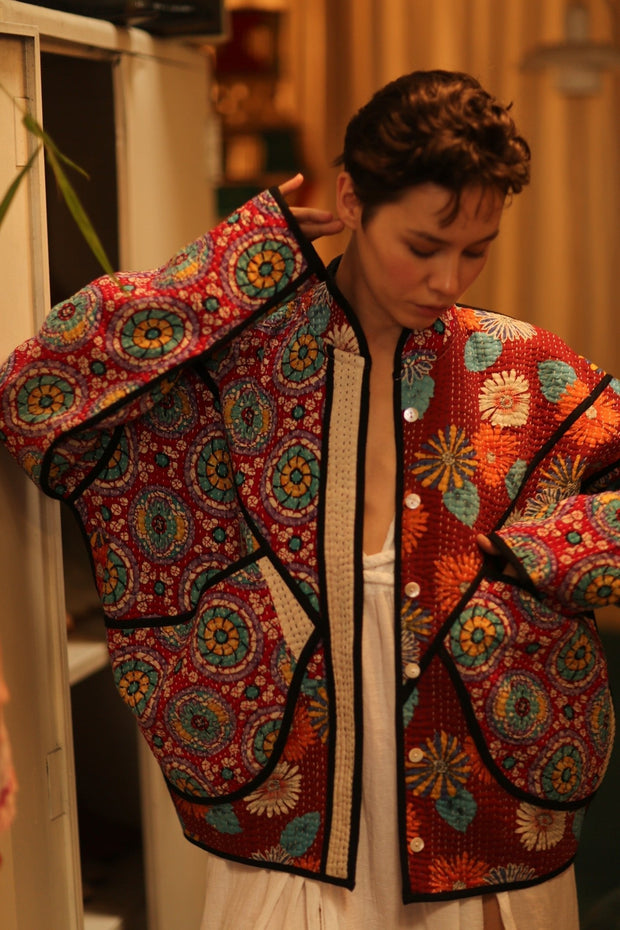 KANTHA JACCKET CANDY - sustainably made MOMO NEW YORK sustainable clothing, coatandjacket slow fashion