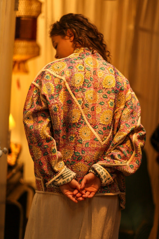 KANTHA JACKET BABY FLOWER - sustainably made MOMO NEW YORK sustainable clothing, coatandjacket slow fashion