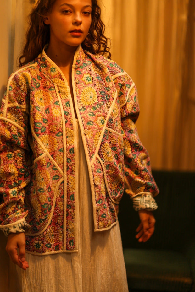 KANTHA JACKET BABY FLOWER - sustainably made MOMO NEW YORK sustainable clothing, coatandjacket slow fashion