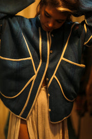 KANTHA JACKET BLUE OCEAN - sustainably made MOMO NEW YORK sustainable clothing, coatandjacket slow fashion