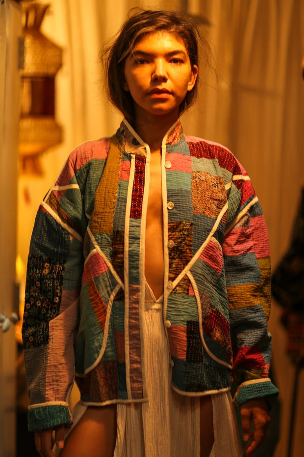 KANTHA JACKET MARGARITA - sustainably made MOMO NEW YORK sustainable clothing, coatandjacket slow fashion