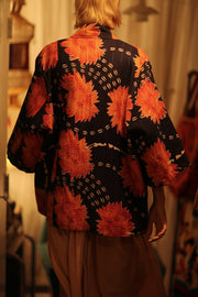 KANTHA SHORT KIMONO RUBYIN - sustainably made MOMO NEW YORK sustainable clothing, Kimono slow fashion