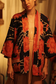KANTHA SHORT KIMONO RUBYIN - sustainably made MOMO NEW YORK sustainable clothing, Kimono slow fashion