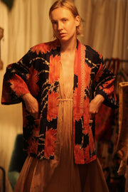KANTHA SHORT KIMONO RUBYIN - sustainably made MOMO NEW YORK sustainable clothing, Kimono slow fashion