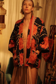 KANTHA SHORT KIMONO RUBYIN - sustainably made MOMO NEW YORK sustainable clothing, Kimono slow fashion