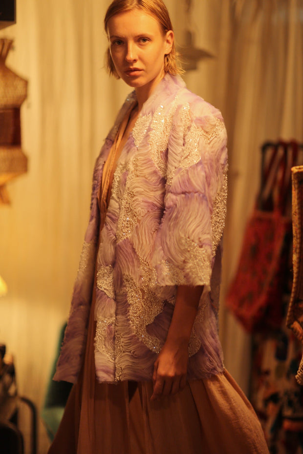 LILAL EMBROIDERED SEQUIN KIMONO OMANI - sustainably made MOMO NEW YORK sustainable clothing, Kimono slow fashion