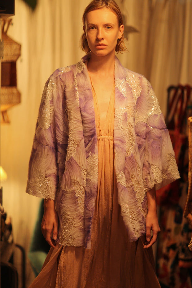 LILAL EMBROIDERED SEQUIN KIMONO OMANI - sustainably made MOMO NEW YORK sustainable clothing, Kimono slow fashion