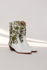OLA FLOWER EMBROIDERED COWBOY BOOTS - sustainably made MOMO NEW YORK sustainable clothing, ankle boots slow fashion