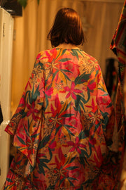 PINK JUNGLE SILK KIMONO PINA - sustainably made MOMO NEW YORK sustainable clothing, kimono slow fashion
