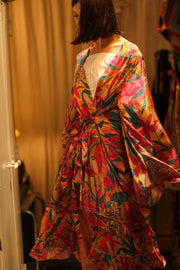 PINK JUNGLE SILK KIMONO PINA - sustainably made MOMO NEW YORK sustainable clothing, kimono slow fashion