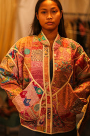 PINK PATCHWORK JACKET FRINA - sustainably made MOMO NEW YORK sustainable clothing, bestseller slow fashion