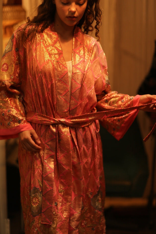 PINK SEQUIN KIMONO ARABELLA - sustainably made MOMO NEW YORK sustainable clothing, kimono slow fashion