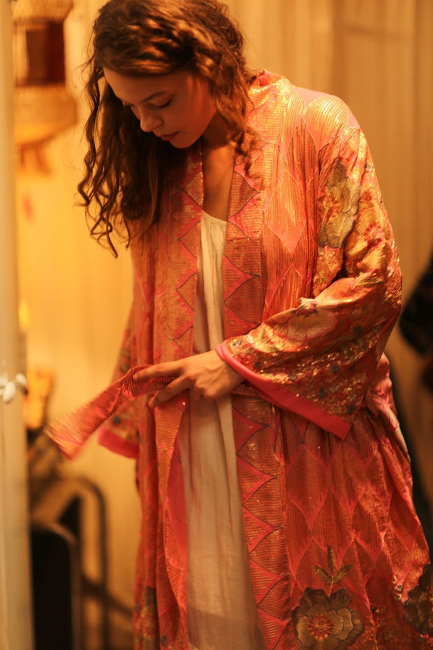 PINK SEQUIN KIMONO ARABELLA - sustainably made MOMO NEW YORK sustainable clothing, kimono slow fashion