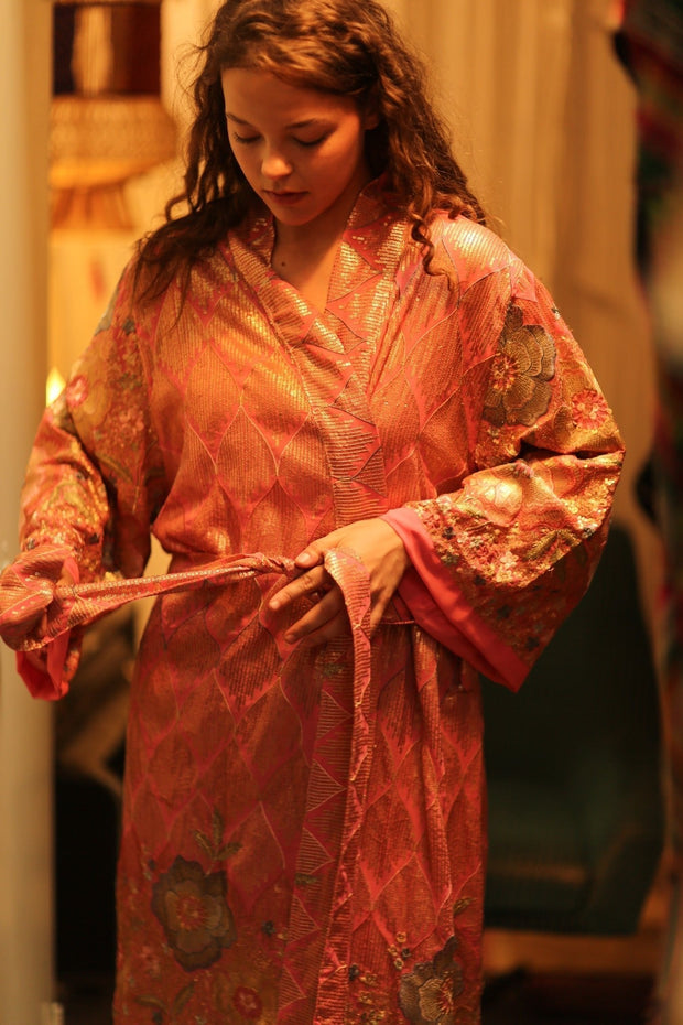 PINK SEQUIN KIMONO ARABELLA - sustainably made MOMO NEW YORK sustainable clothing, kimono slow fashion