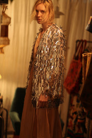 SEQUIN SILVER GLITTER KIMONO FRANKA - sustainably made MOMO NEW YORK sustainable clothing, Kimono slow fashion