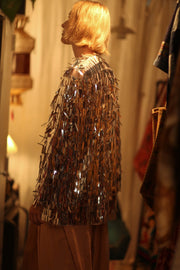 SEQUIN SILVER GLITTER KIMONO FRANKA - sustainably made MOMO NEW YORK sustainable clothing, Kimono slow fashion