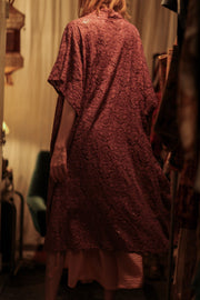 SILK FLORINE LITTLE FLOWERS EMBROIDERED KIMONO - sustainably made MOMO NEW YORK sustainable clothing, embellished slow fashion