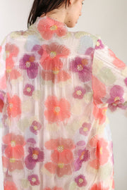 SILK FLOWER EMBELLISHED KIMONO ULISA - sustainably made MOMO NEW YORK sustainable clothing, Kimono slow fashion