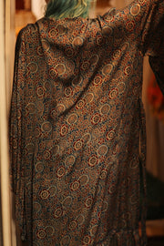 SILK HAND BLOCK PRINT KIMONO PINA BLUE LAGOOON - sustainably made MOMO NEW YORK sustainable clothing, Kimono slow fashion