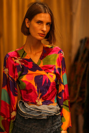 SILK WRAP TOP AURELIA COLORFUL LADY - sustainably made MOMO NEW YORK sustainable clothing, new slow fashion