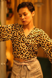 SILK WRAP TOP AURELIA LIGHT LEOPARD - sustainably made MOMO NEW YORK sustainable clothing, new slow fashion