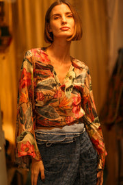 SILK WRAP TOP AURELIA LOTUS - sustainably made MOMO NEW YORK sustainable clothing, new slow fashion