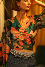 SILK WRAP TOP AURELIA TYRA - sustainably made MOMO NEW YORK sustainable clothing, new slow fashion