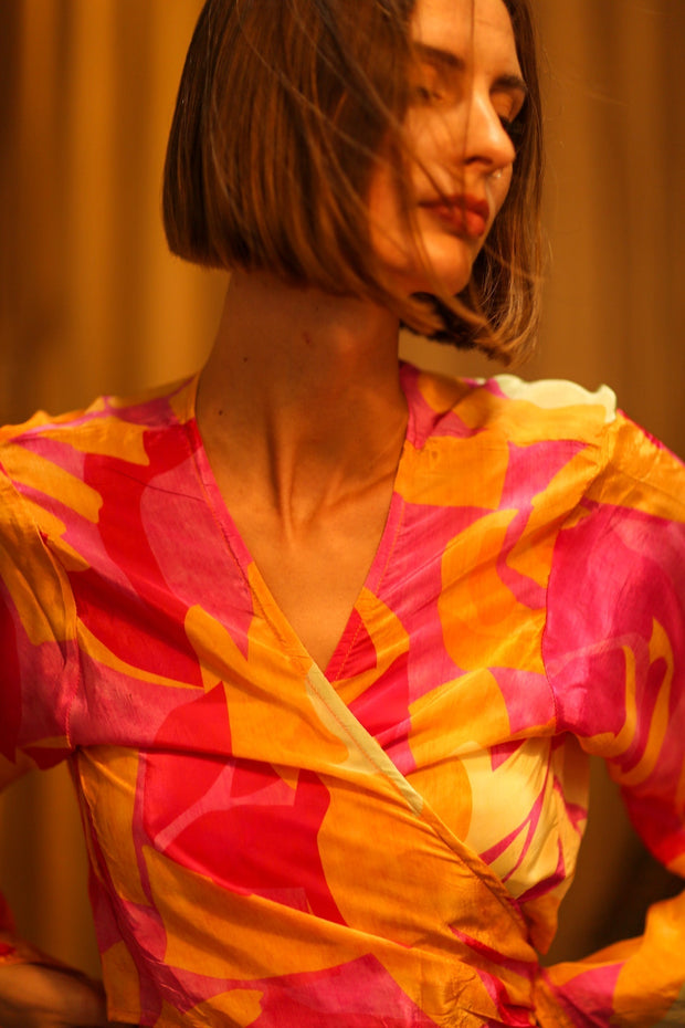 SILK WRAP TOP AURELIA URA - sustainably made MOMO NEW YORK sustainable clothing, new slow fashion