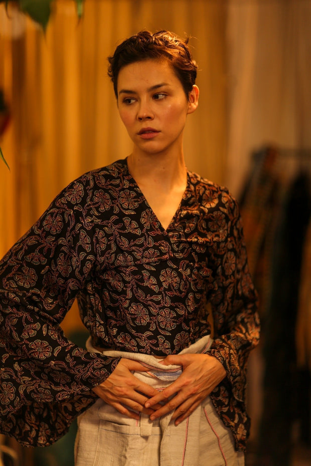 SILK WRAP TOP AURELIA VAVA - sustainably made MOMO NEW YORK sustainable clothing, new slow fashion