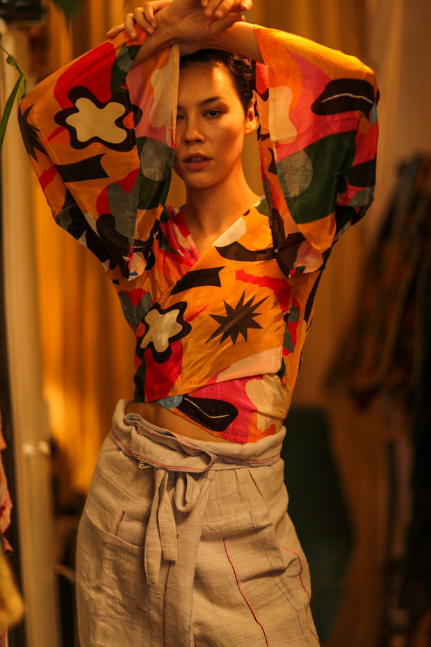 SILK WRAP TOP - sustainably made MOMO NEW YORK sustainable clothing, bestseller slow fashion