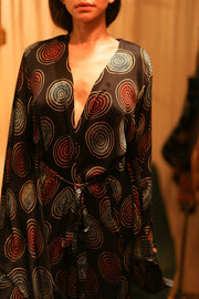 XL WING KIMONO PINA BLACK CIRCLE - sustainably made MOMO NEW YORK sustainable clothing, kimono slow fashion