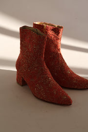 YOANNA SALMON EMBELLISHED ANKLE BOOTS - sustainably made MOMO NEW YORK sustainable clothing, ankle boots slow fashion