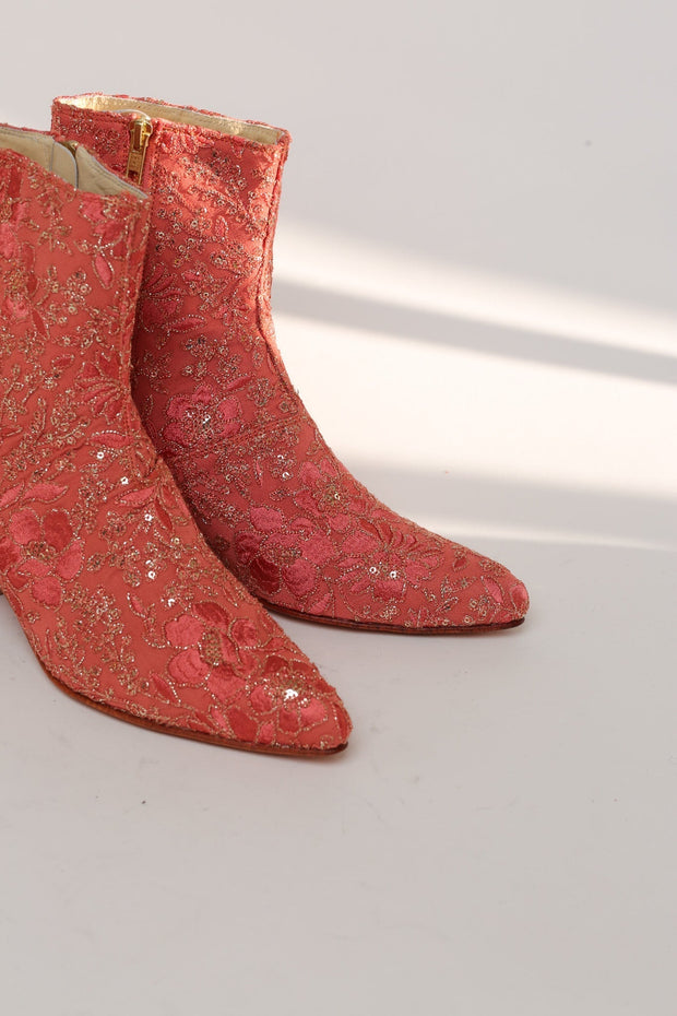 YOANNA SALMON EMBELLISHED ANKLE BOOTS - sustainably made MOMO NEW YORK sustainable clothing, ankle boots slow fashion