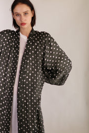 BLACK DOT SILK KIMONO LUNI - sustainably made MOMO NEW YORK sustainable clothing, Kimono slow fashion