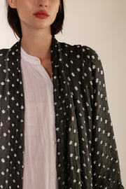 BLACK DOT SILK KIMONO LUNI - sustainably made MOMO NEW YORK sustainable clothing, Kimono slow fashion