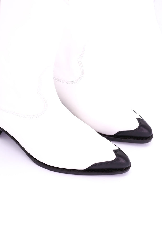 BLACK WHITE CLEAN COWBOY BOOTS CHARLY - sustainably made MOMO NEW YORK sustainable clothing, boots slow fashion