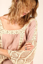 CROCHET KAFTAN HANNELI - sustainably made MOMO NEW YORK sustainable clothing, crochet slow fashion