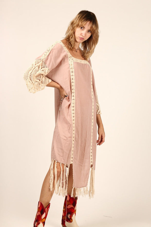 CROCHET KAFTAN HANNELI - sustainably made MOMO NEW YORK sustainable clothing, crochet slow fashion