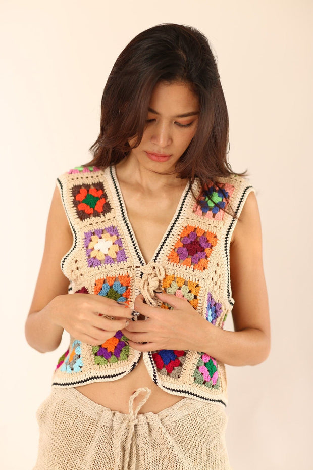 CROCHET VEST JULIE - sustainably made MOMO NEW YORK sustainable clothing, crochet slow fashion