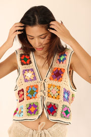 CROCHET VEST JULIE - sustainably made MOMO NEW YORK sustainable clothing, crochet slow fashion