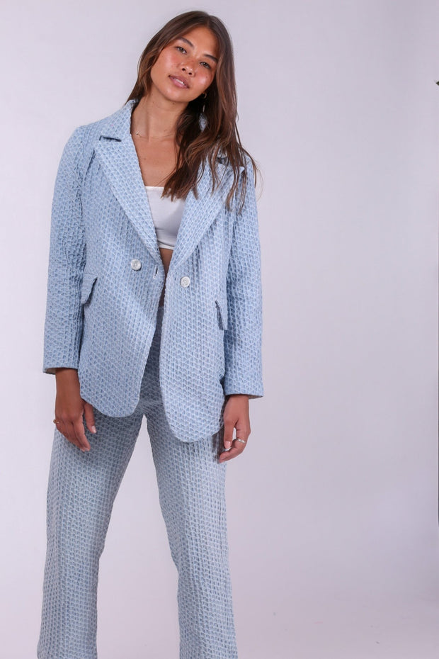 DENIM SUIT TAYLOR - sustainably made MOMO NEW YORK sustainable clothing, pants slow fashion