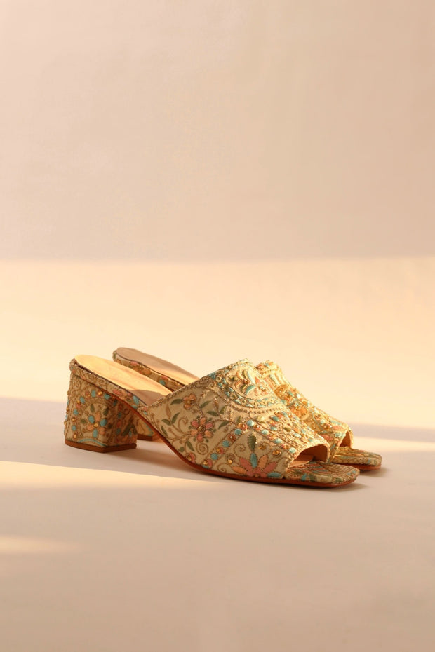 EMBROIDERED FLOWER SILK MULES MILTONA - sustainably made MOMO NEW YORK sustainable clothing, mules slow fashion