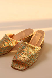 EMBROIDERED FLOWER SILK MULES MILTONA - sustainably made MOMO NEW YORK sustainable clothing, mules slow fashion