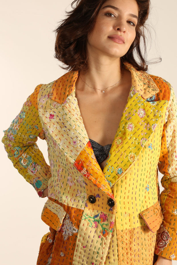 EMBROIDERED PATCHWORK JACKET PENNY - sustainably made MOMO NEW YORK sustainable clothing, Jacket slow fashion